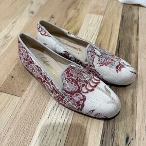 Stubbs & Wootton Red and Cream Patterned Loafers